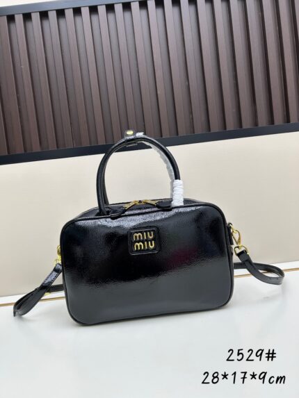 MiuMiu patent leather briefcase bowling bag Black version
