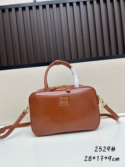 MiuMiu patent leather briefcase bowling bag Orange version