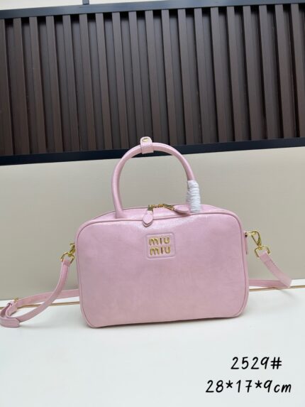 MiuMiu patent leather briefcase bowling bag  Pink version